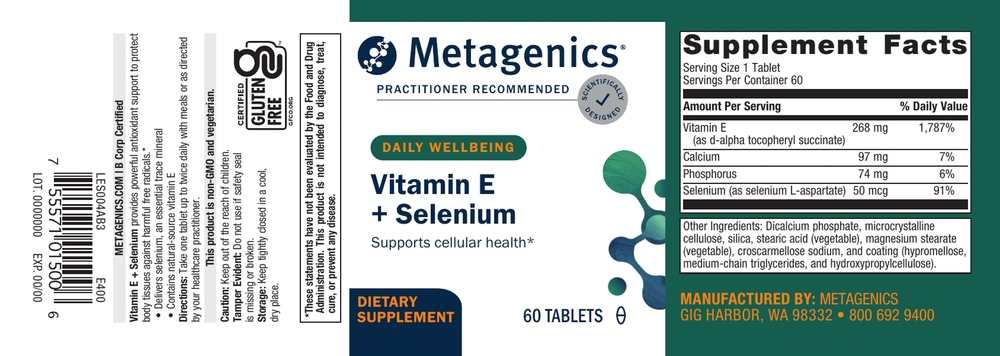 Metagenics Vitamin E + Selenium - 60 Tablets