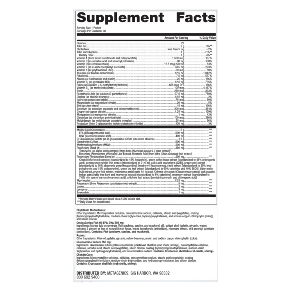 Metagenics Wellness Essentials Active Daily Packs - 30 Packets