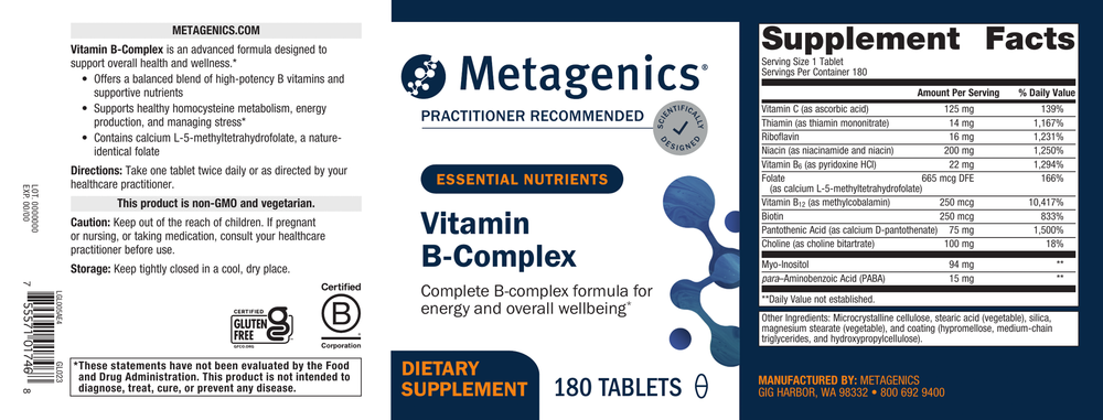 Metagenics Vitamin B-Complex - 180 Tablets