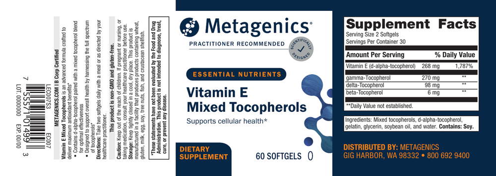Metagenics Vitamin E Mixed Tocopherols - 60 Softgels
