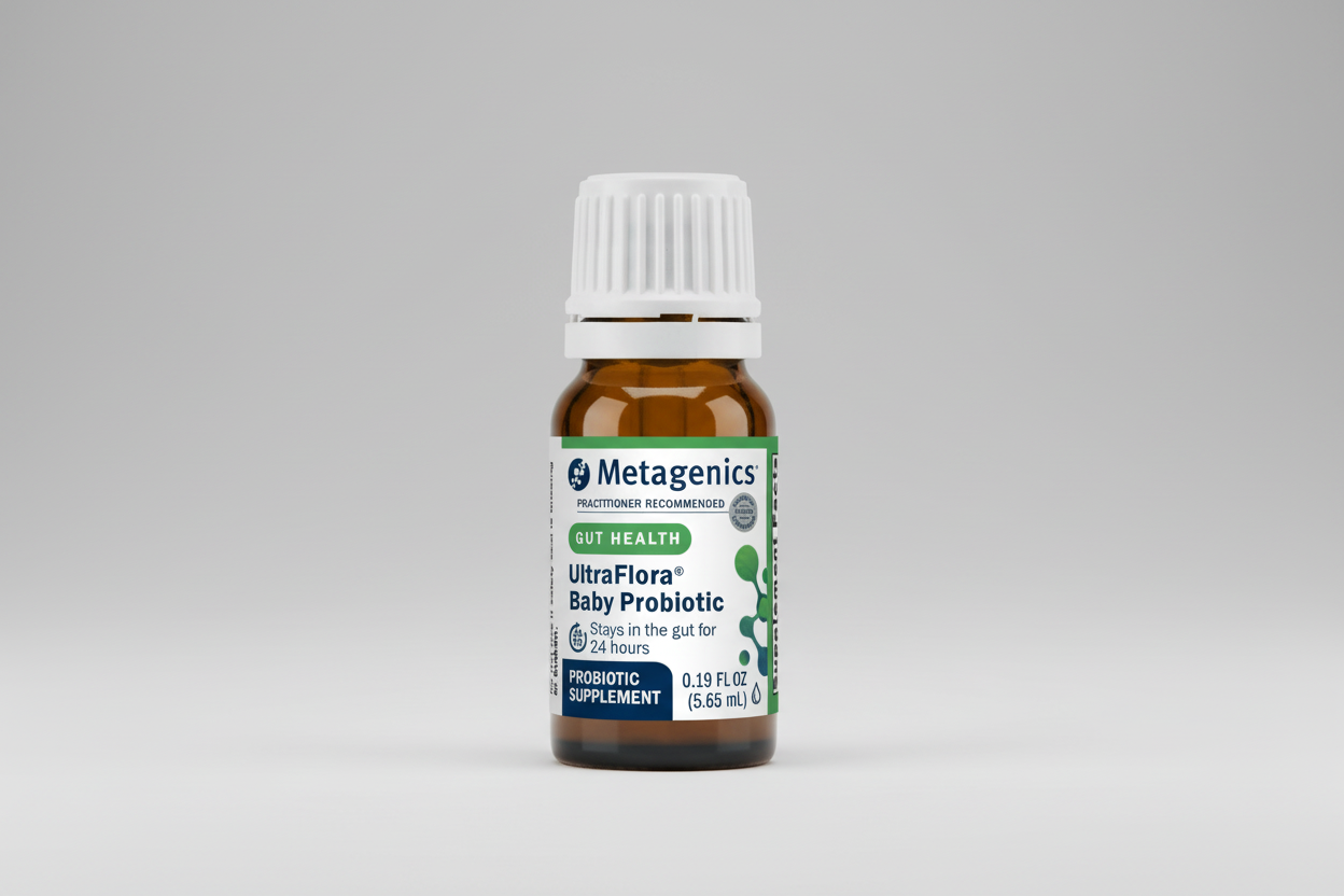 Metagenics UltraFlora Baby Probiotic bottle on a white background