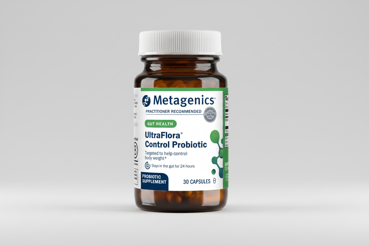 Metagenics UltraFlora Control Probiotic bottle on a white background