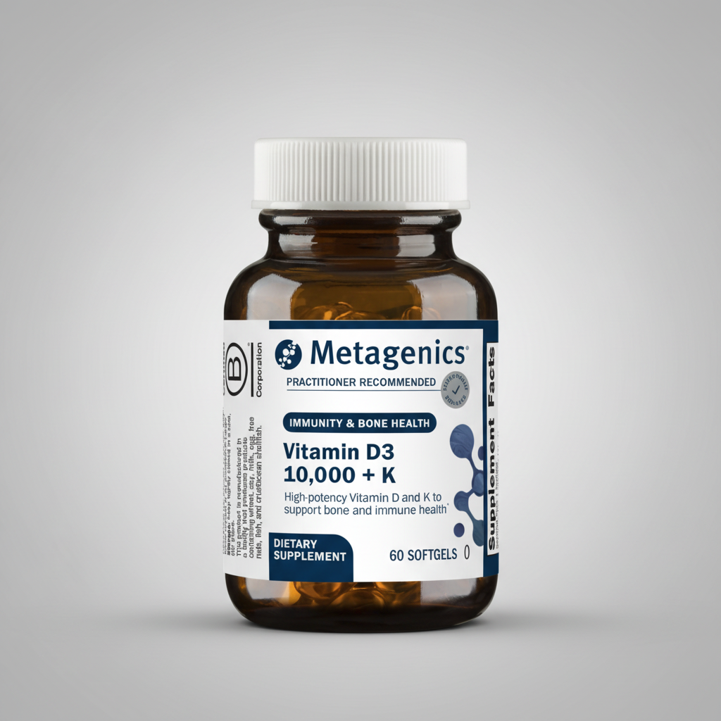 Metagenics Vitamin D3 supplement bottle on a white background