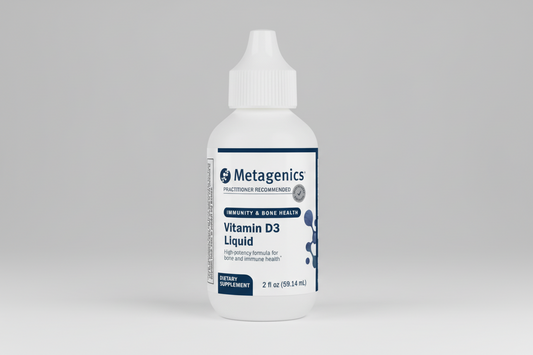 Metagenics Vitamin D3 Liquid supplement bottle on a white background