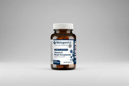 Metagenics Vitamin E Mixed Tocopherols supplement bottle with label
