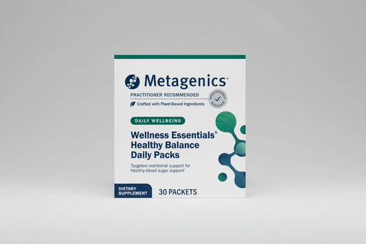 Metagenics Wellness Essentials Healthy Balance Daily Packs dietary supplement box on a white background